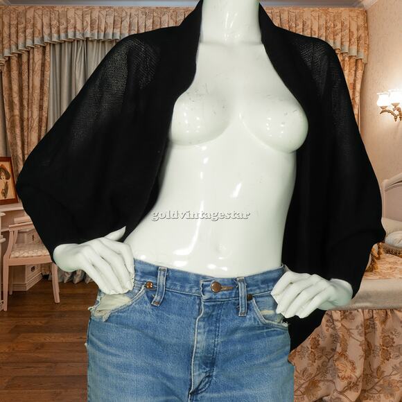 Contempo Black Knit Cardigan Sheer Sophistication S - Picture 1 of 4
